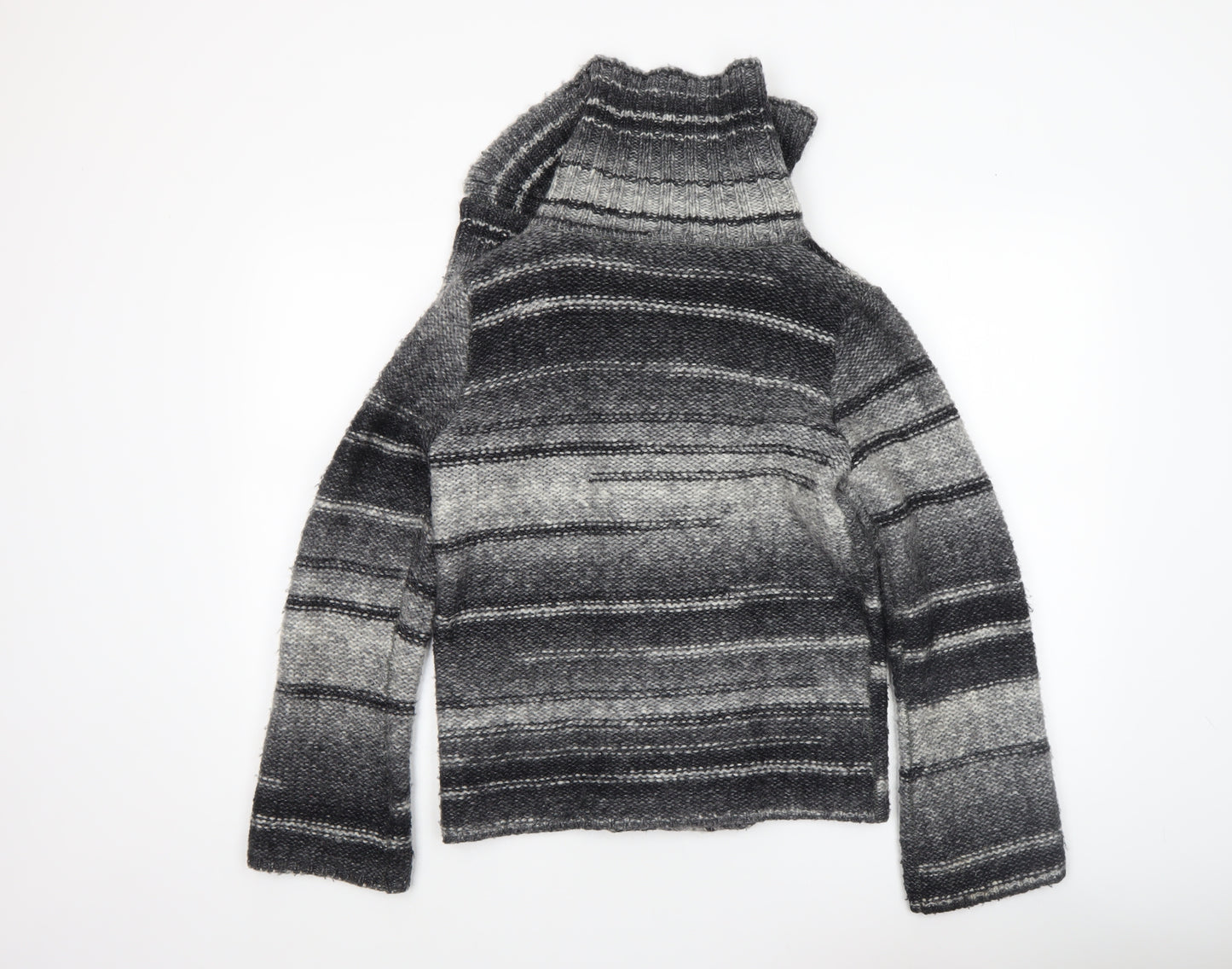 Marks and Spencer Womens Grey Striped Chunky Knit Cardigan UK 14