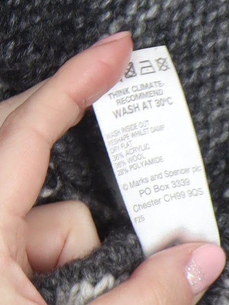 Marks and Spencer Womens Grey Striped Chunky Knit Cardigan UK 14