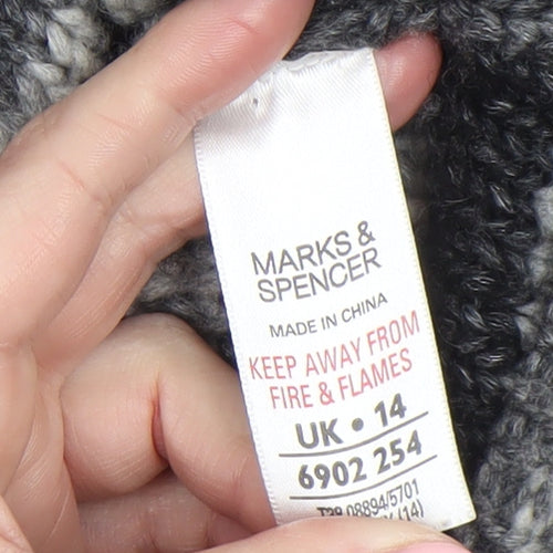Marks and Spencer Womens Grey Striped Chunky Knit Cardigan UK 14