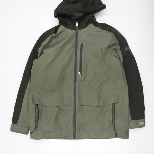 Cotton Traders Men's Green L Hooded Parka Jacket Water Resistant Lined