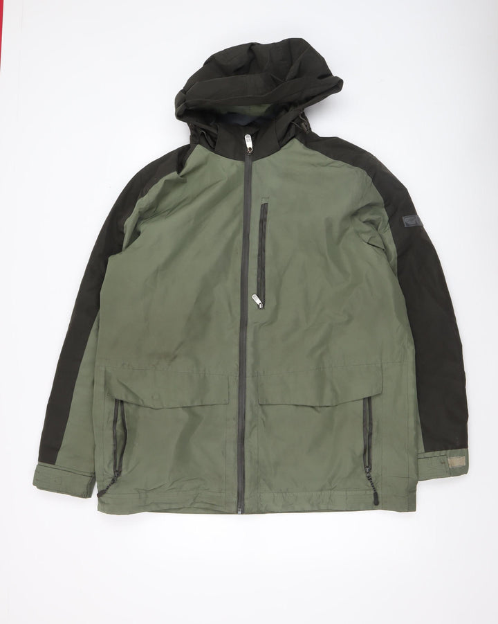 Cotton Traders Men's Green L Hooded Parka Jacket Water Resistant Lined
