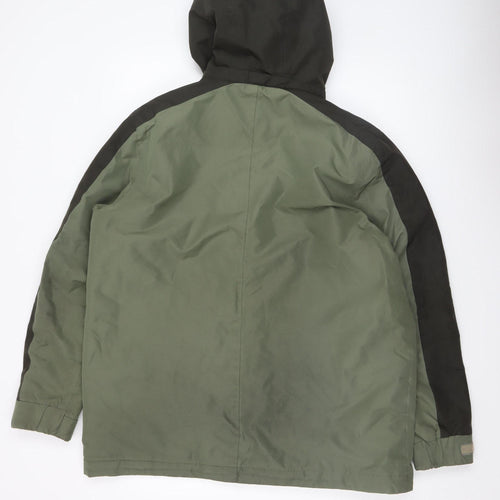 Cotton Traders Men's Green L Hooded Parka Jacket Water Resistant Lined