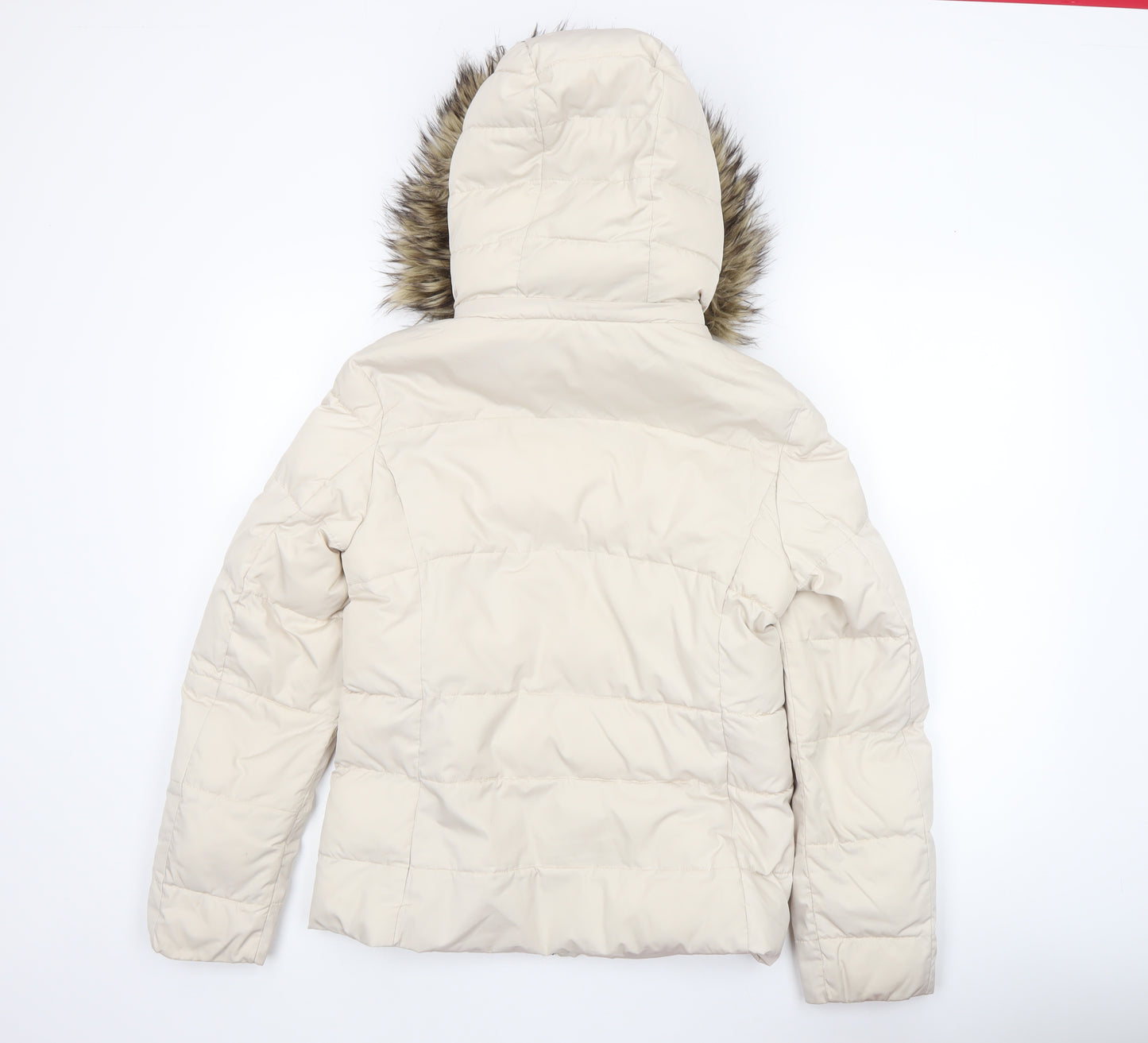 Marks and Spencer Women’s Beige Faux Fur Hooded Puffer Jacket Size 8