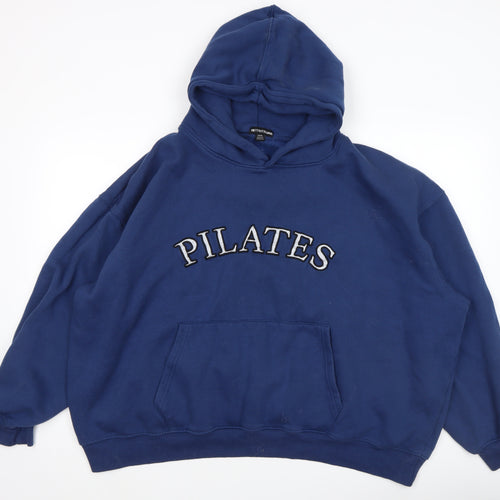 PrettyLittleThing Women Blue Pullover Hoodie XXL Cotton Blend Oversized