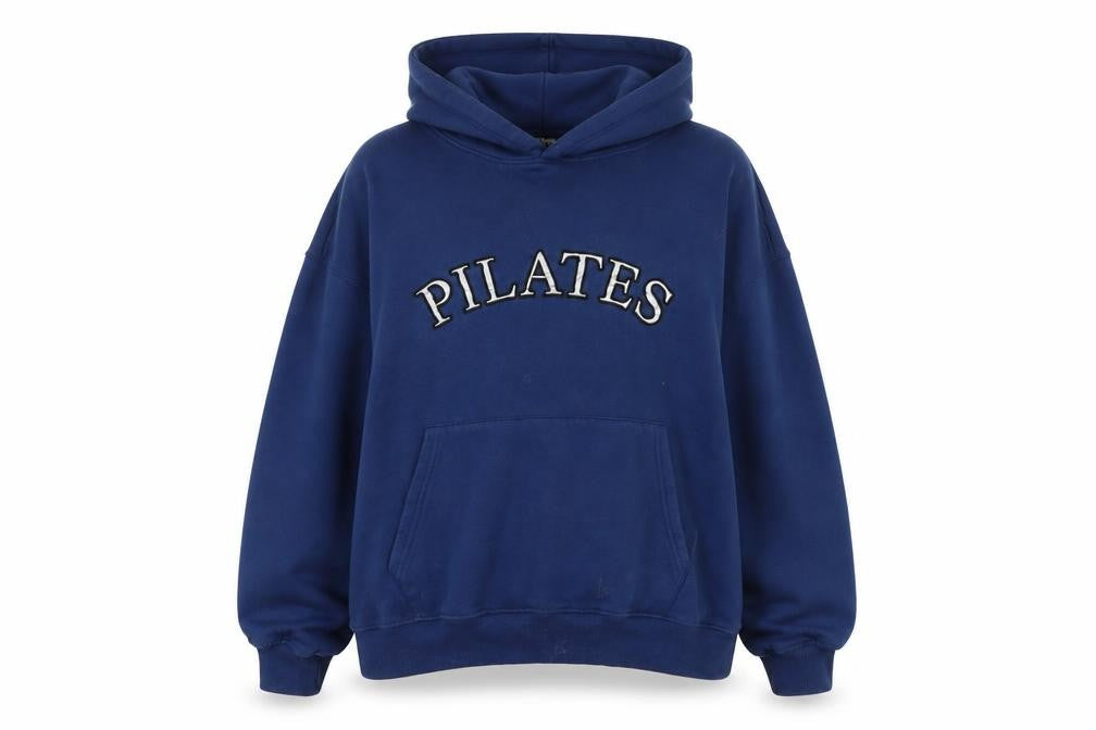Front view of PRETTYLITTLETHING Women Blue Pullover Hoodie XXL Cotton Blend Oversized
