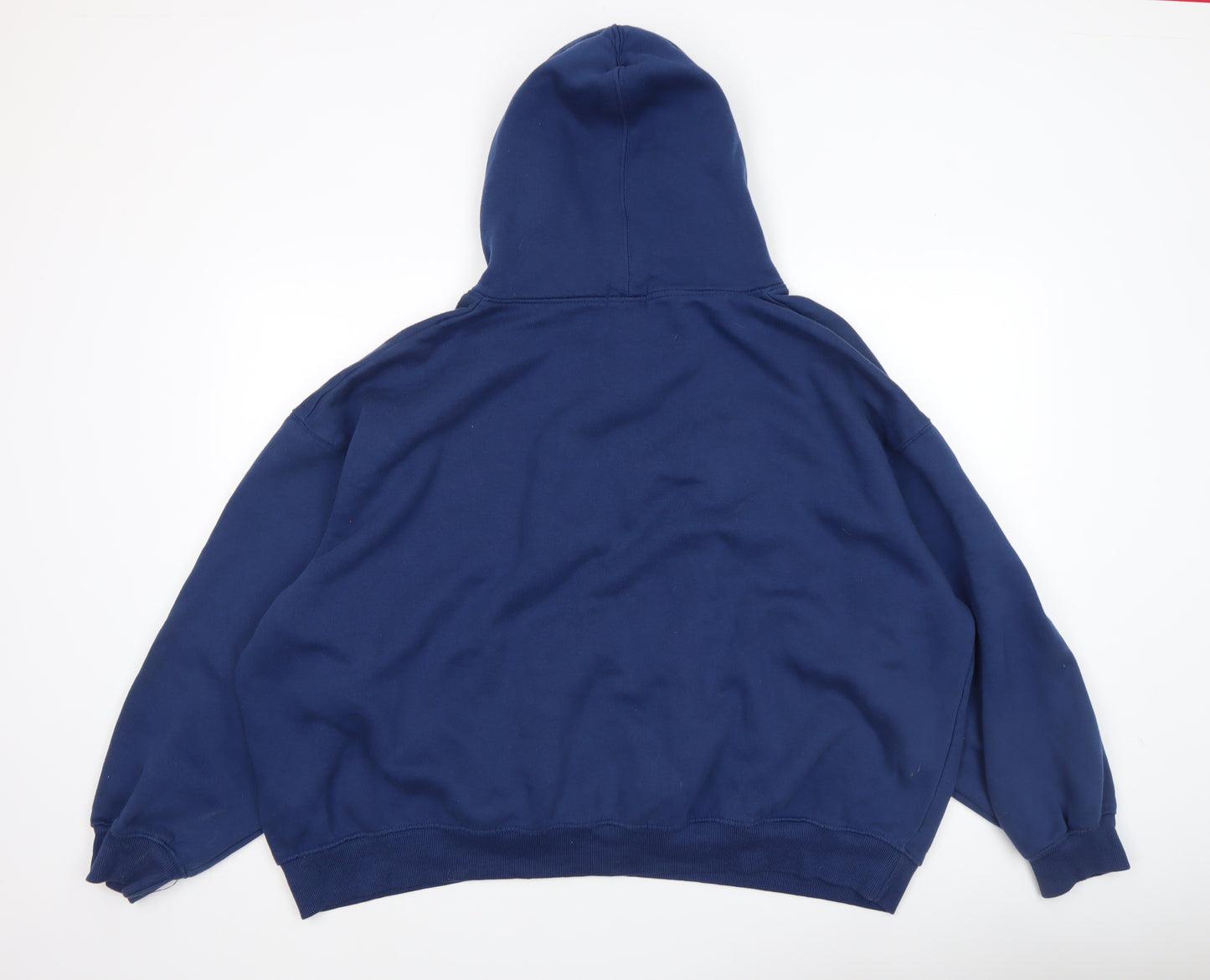 PrettyLittleThing Women Blue Pullover Hoodie XXL Cotton Blend Oversized