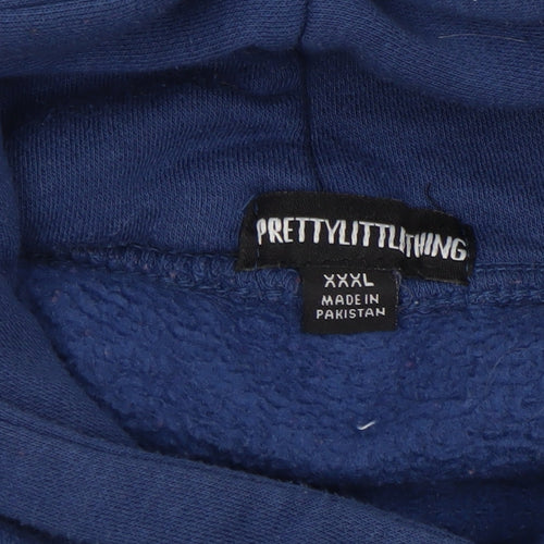 PrettyLittleThing Women Blue Pullover Hoodie XXL Cotton Blend Oversized