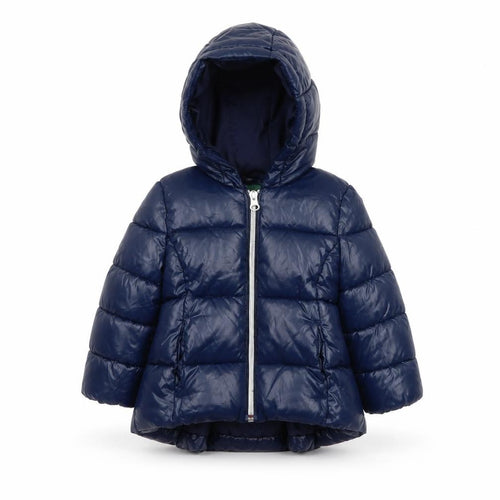 United Colors of Benetton Navy Blue Unisex Baby Puffer Jacket 12-18M Hooded Winter Coat