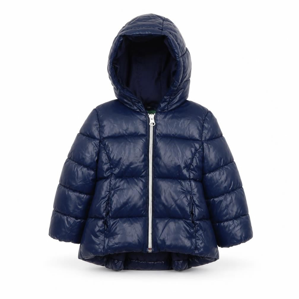 United Colors of Benetton Navy Blue Unisex Baby Puffer Jacket 12-18M Hooded Winter Coat