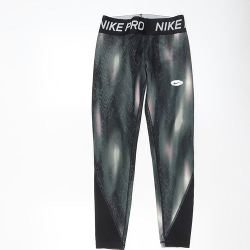 Nike Pro Girls Black Dri-FIT Ankle Sports Leggings Size 12 Years