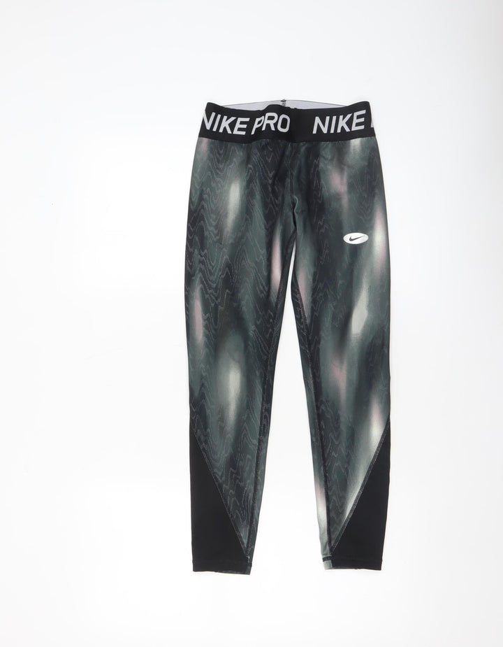 Nike Pro Girls Black Dri-FIT Ankle Sports Leggings Size 12 Years