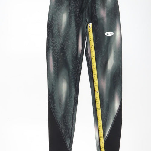Nike Pro Girls Black Dri-FIT Ankle Sports Leggings Size 12 Years