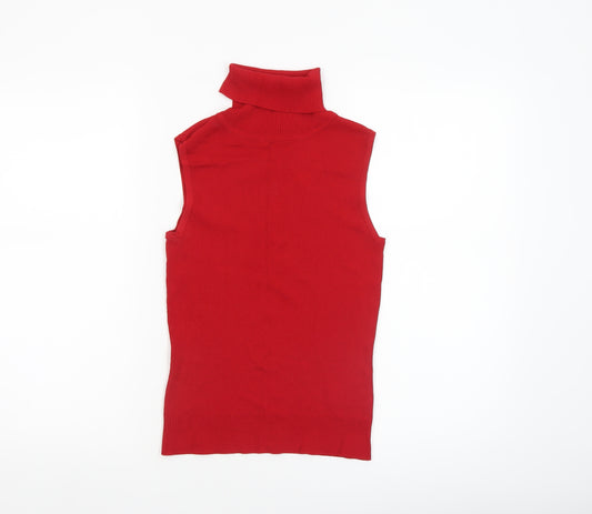 Wallis Women Red Roll Neck Sleeveless Knit Tank Top Size 10