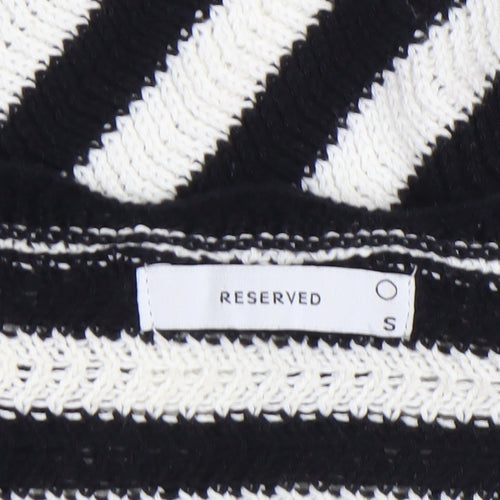 Reserved Women's Black White Striped Knit Cotton Cardigan S