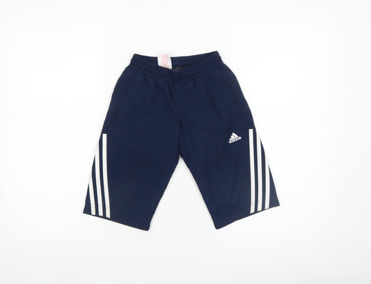 Adidas Boys Blue 4-5 Years Athletic Shorts with Stripes