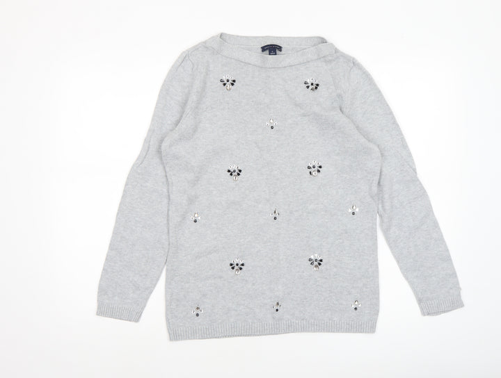 Tommy Hilfiger Women's Grey Beaded Knit Jumper Size M