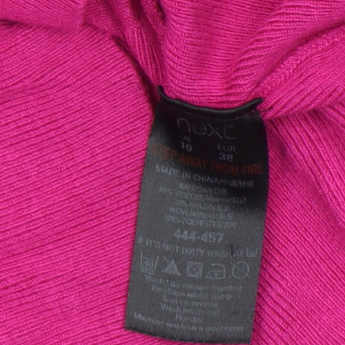 Next Women's Pink Ruffle Bow Short Sleeve High Neck Blouse Size 10