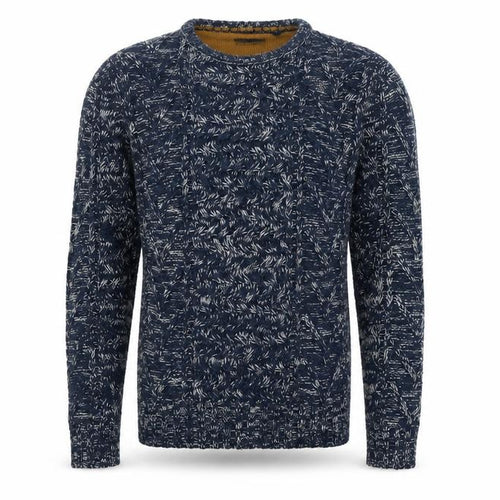 Brave Soul Men's Blue Crew Neck Cable-Knit Jumper Size S