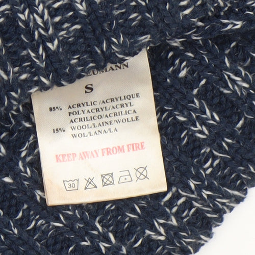 Brave Soul Men's Blue Crew Neck Cable-Knit Jumper Size S