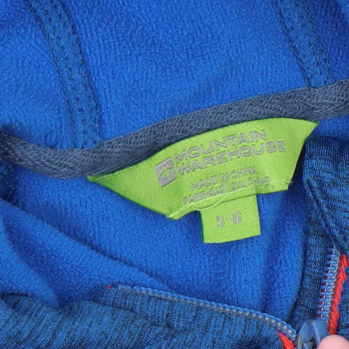 Mountain Warehouse Boys Blue Full Zip Hoodie Size 5-6 Years Fleece Lined