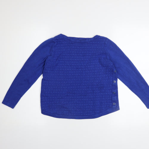 Margo Women Blue Size 12 Button Side Knit Pullover Jumper