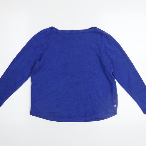 Margo Women Blue Size 12 Button Side Knit Pullover Jumper