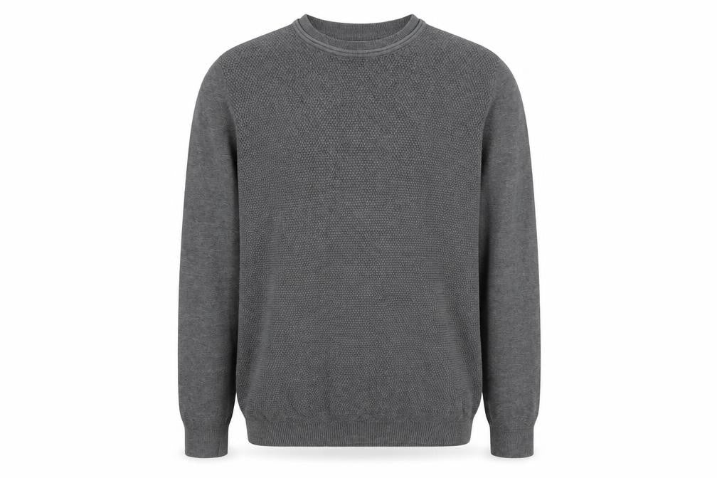 Front view of Mango Man Grey Cotton Crew Neck Jumper men’s m regular fit casual