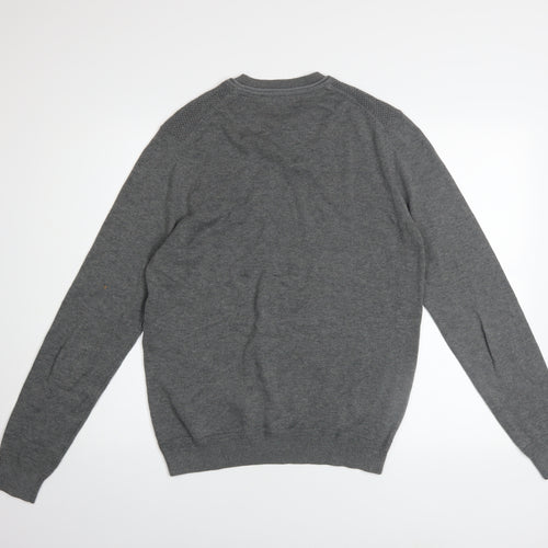 Mango Man Grey Cotton Crew Neck Jumper Mens M Regular Fit Casual