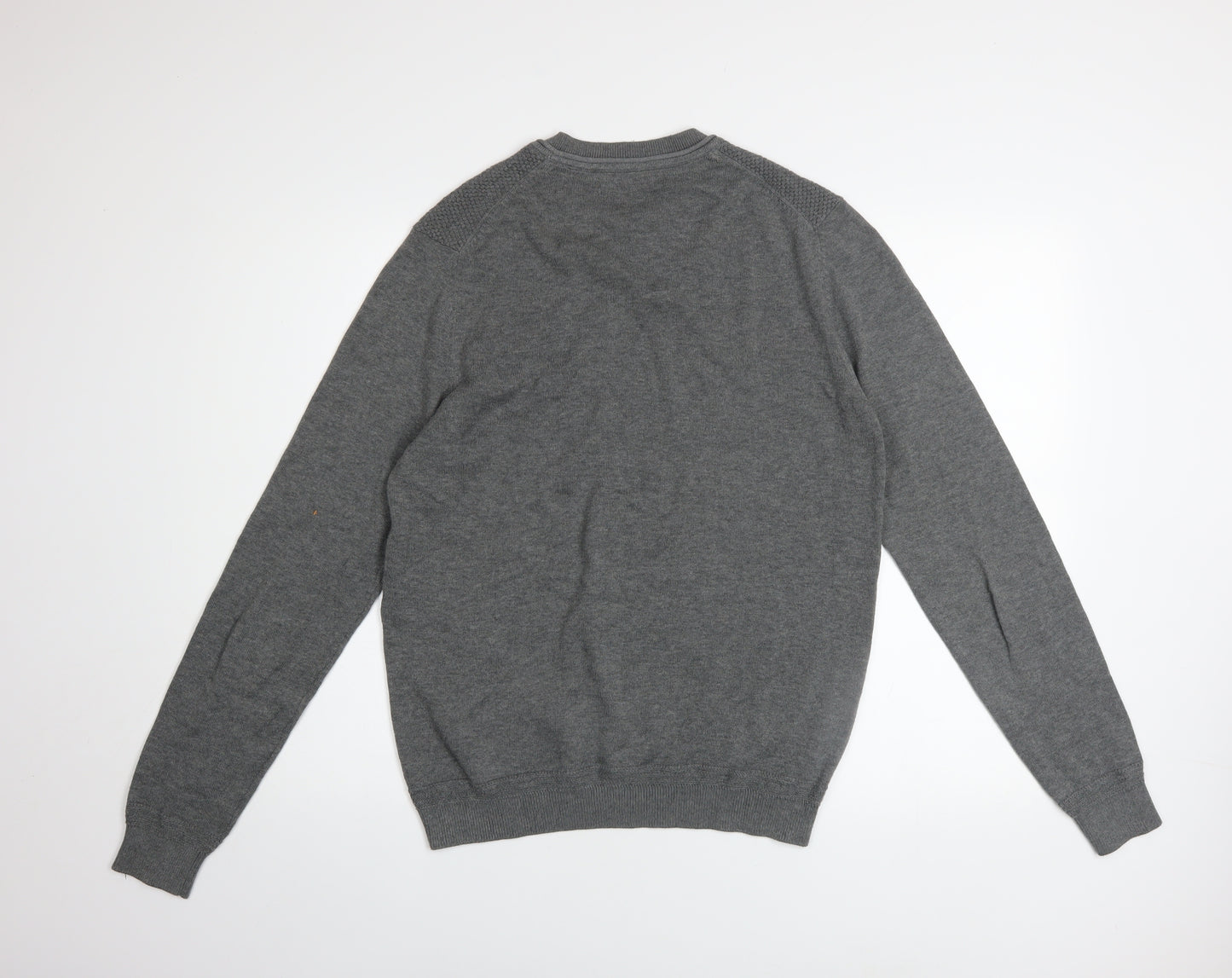 Mango Man Grey Cotton Crew Neck Jumper Mens M Regular Fit Casual