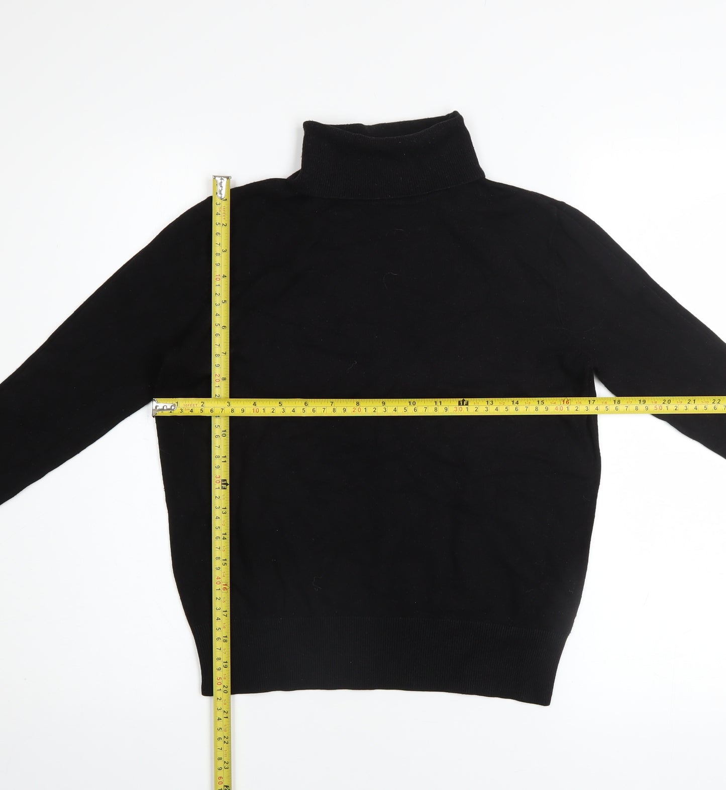 H&M Women's Black Roll Neck Long Sleeve Cotton Jumper Size S