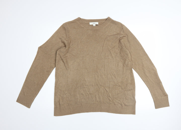 Marks and Spencer Women’s Beige Crew Neck Acrylic Jumper Size 14