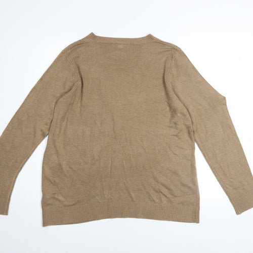 Marks and Spencer Women’s Beige Crew Neck Acrylic Jumper Size 14