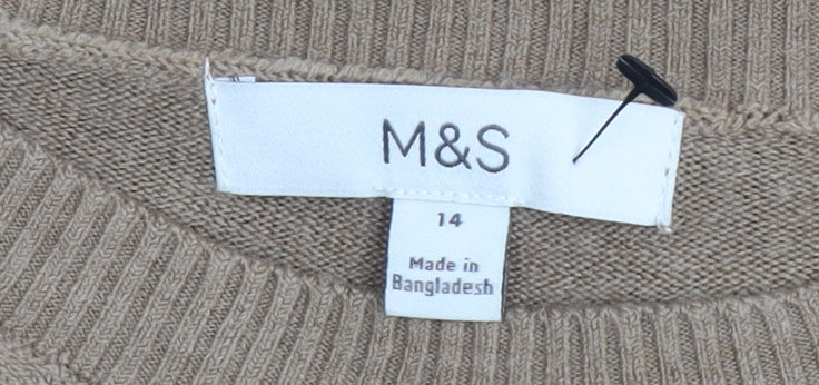 Marks and Spencer Women’s Beige Crew Neck Acrylic Jumper Size 14