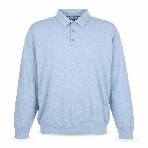 Marks and Spencer Men's Blue Cotton Rich Long Sleeve Polo 2XL