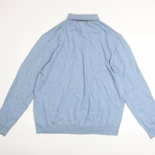 Marks and Spencer Men's Blue Cotton Rich Long Sleeve Polo 2XL