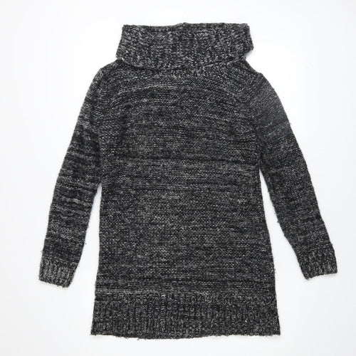 QED London Women Grey Cowl Neck Long Sleeve Jumper Dress M
