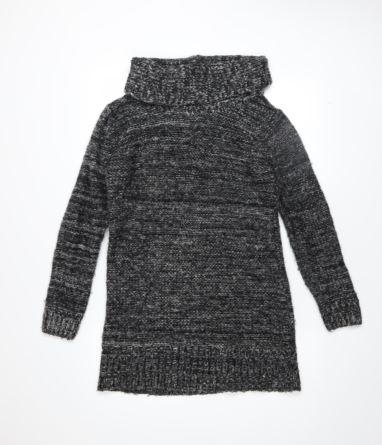 QED London Women Grey Cowl Neck Long Sleeve Jumper Dress M