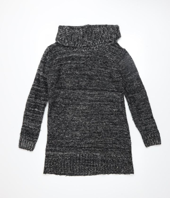 QED London Women Grey Cowl Neck Long Sleeve Jumper Dress M