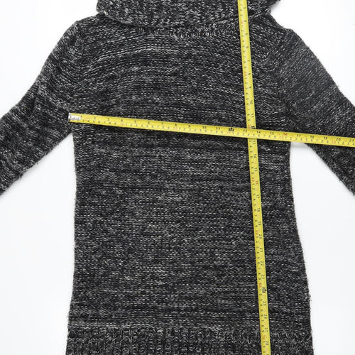 QED London Women Grey Cowl Neck Long Sleeve Jumper Dress M
