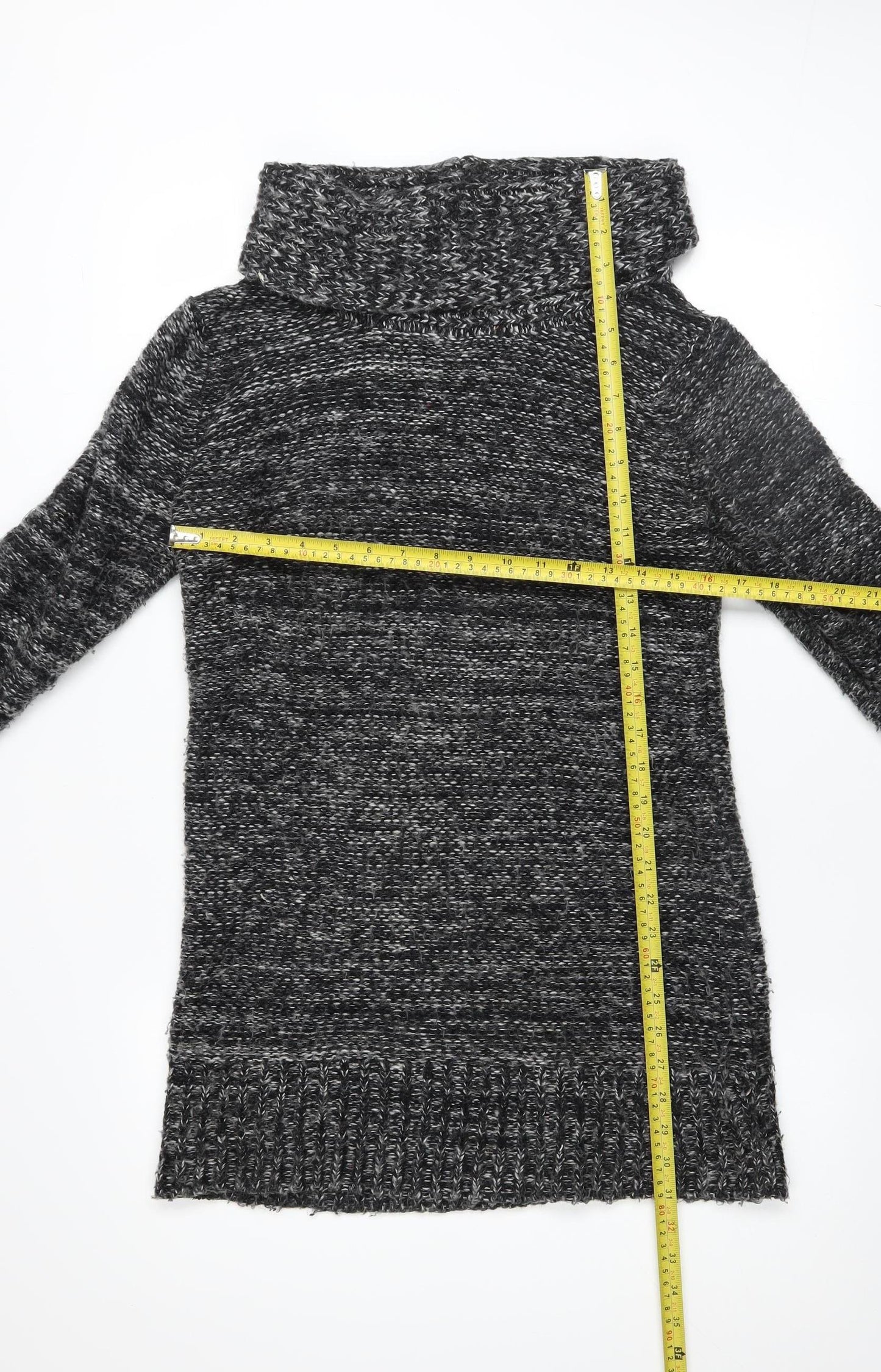 QED London Women Grey Cowl Neck Long Sleeve Jumper Dress M