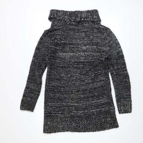 QED London Women Grey Cowl Neck Long Sleeve Jumper Dress M