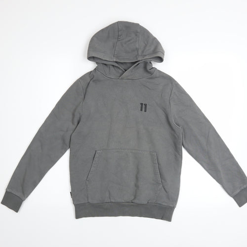 11 Degrees Boys Grey Pullover Hoodie 10-12 Years Cotton Blend Casual