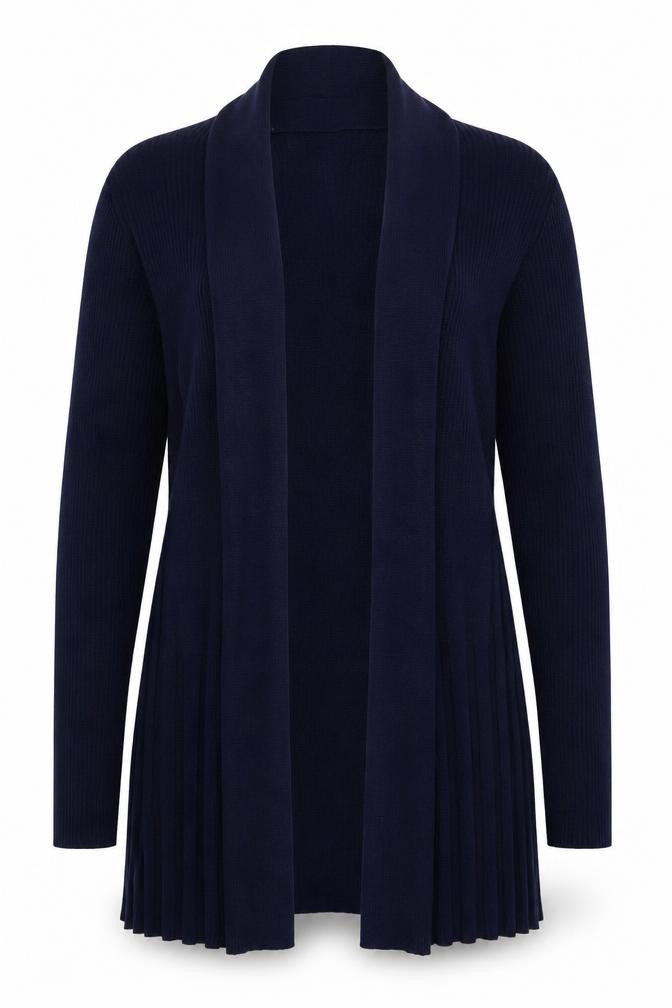 Front view of BY design Women's Blue Long Sleeve Knit Cardigan, size L