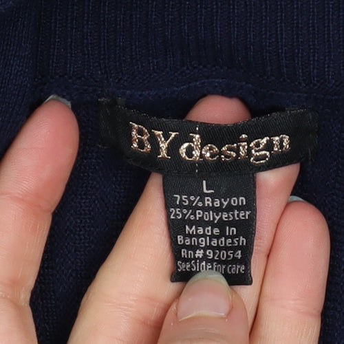 BY design Women's Blue Long Sleeve Knit Cardigan Size L