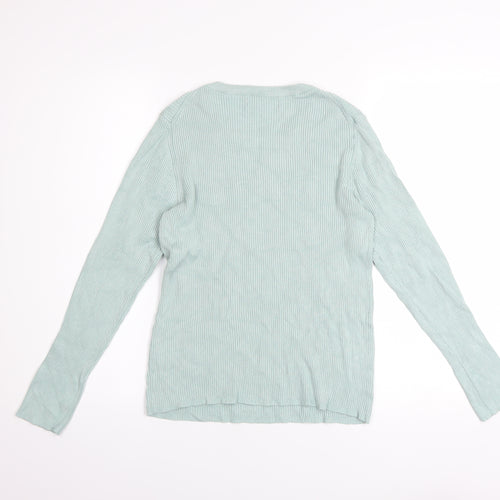 Primark Womens Green Ribbed Knit Crew Neck Jumper Size L