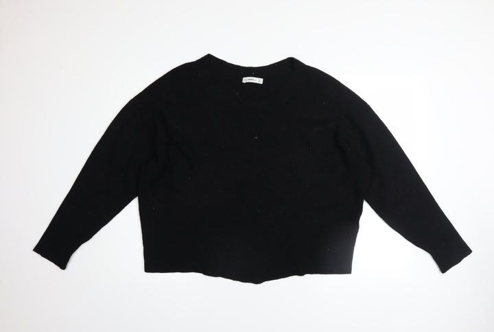 Zara Women Black Crew Neck Knit Pullover Jumper Size 12