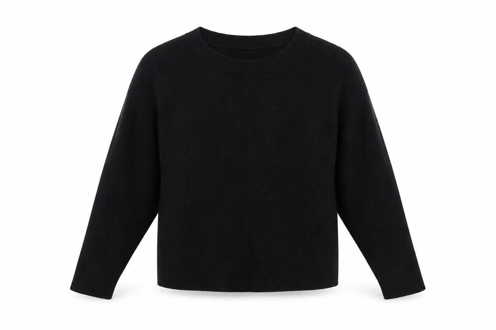 Front view of Zara Women Black Crew Neck Knit jumper, size 12