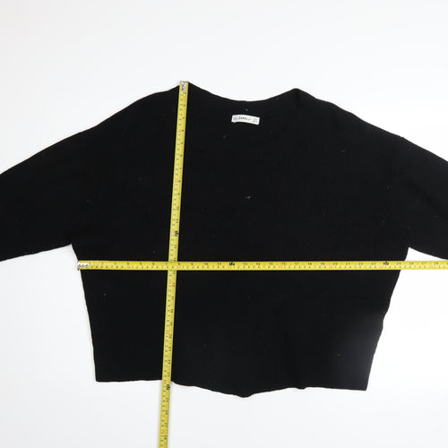 Zara Women Black Crew Neck Knit Pullover Jumper Size 12