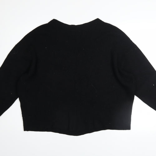 Zara Women Black Crew Neck Knit Pullover Jumper Size 12