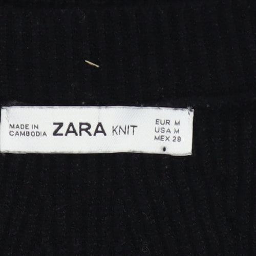 Zara Women Black Crew Neck Knit Pullover Jumper Size 12